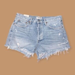 NWT Agolde women’s Light Blue Frayed Jean Shorts size 31